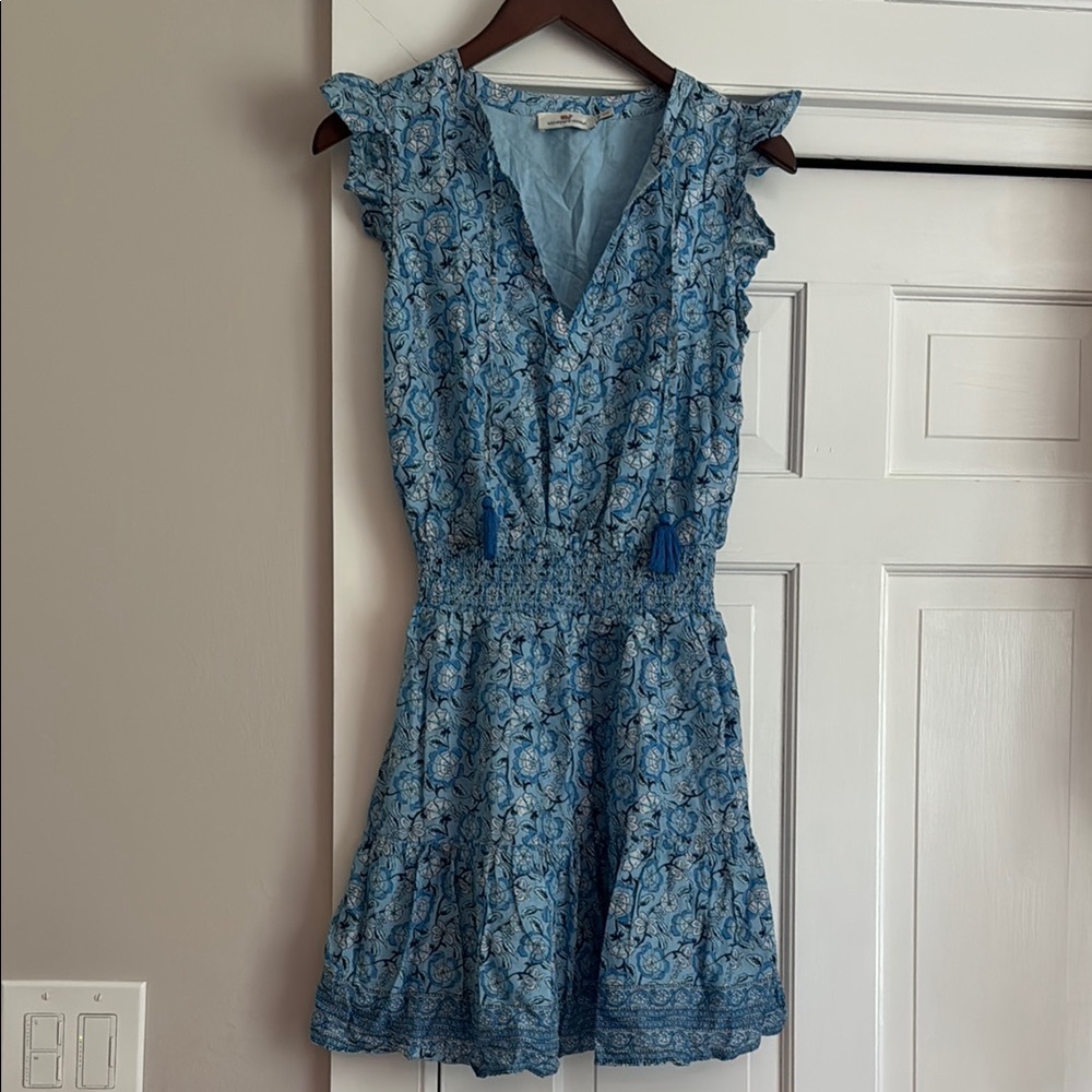 Vineyard Vines Blue Ruched Sundress Sleeveless Mini